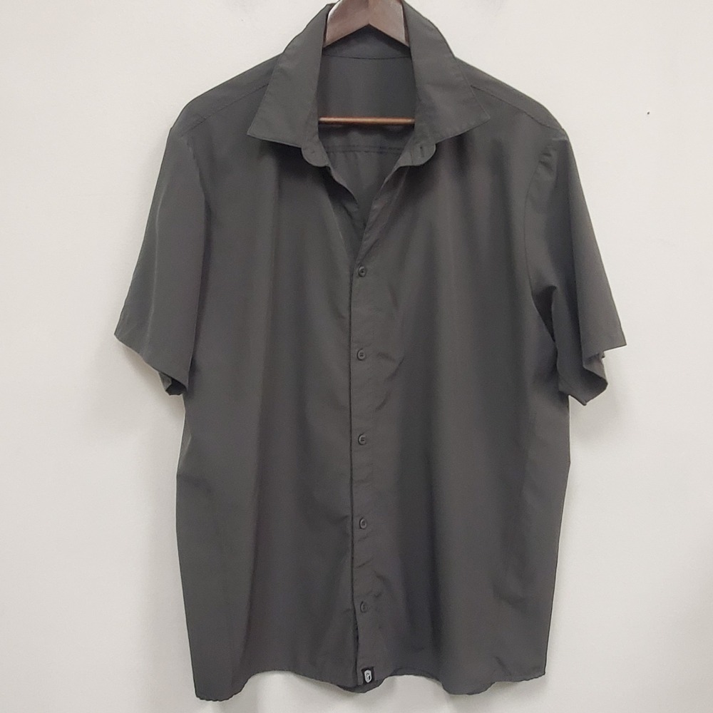 Born Primitive Mens Short Sleeve Button Up Shirt Size XXL Gray Neutral Casual